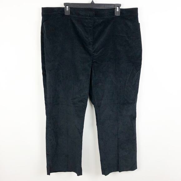 Halogen Womens Straight Leg Ankle Pants 18 Black Velvet High Rise Trouser NWOT - Picture 1 of 6
